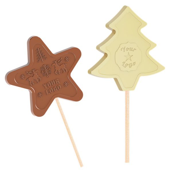 CHOCOLATE STAR AND CHRISTMAS TREE LOLLIPOPS